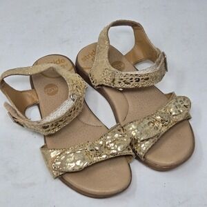 Stride Rite Whitney Kids Gold Cheetah Print Memory Foam Sandals Size 1W CG013113